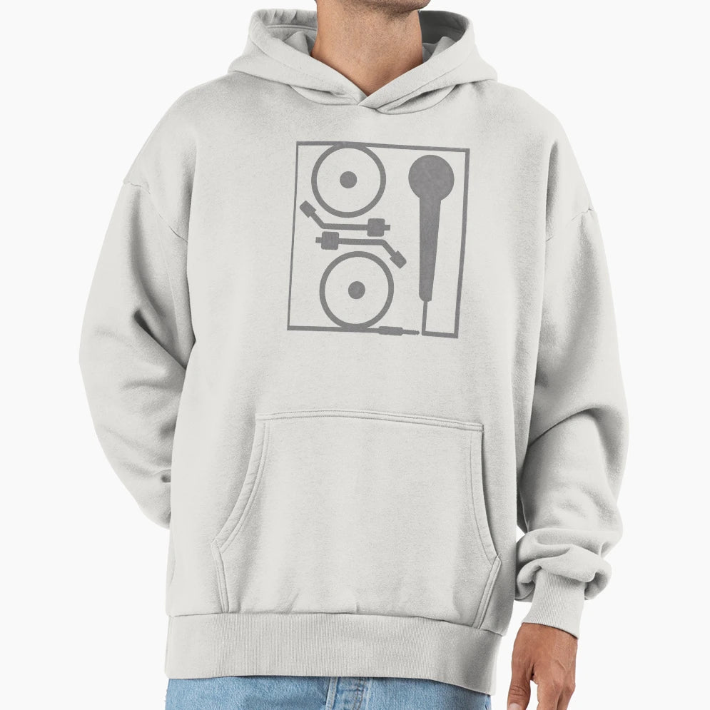 2 Turntables And Microphone Hoodie - Custom Art Print Unisex - T-Shirt, Sweatshirt, Hoodie