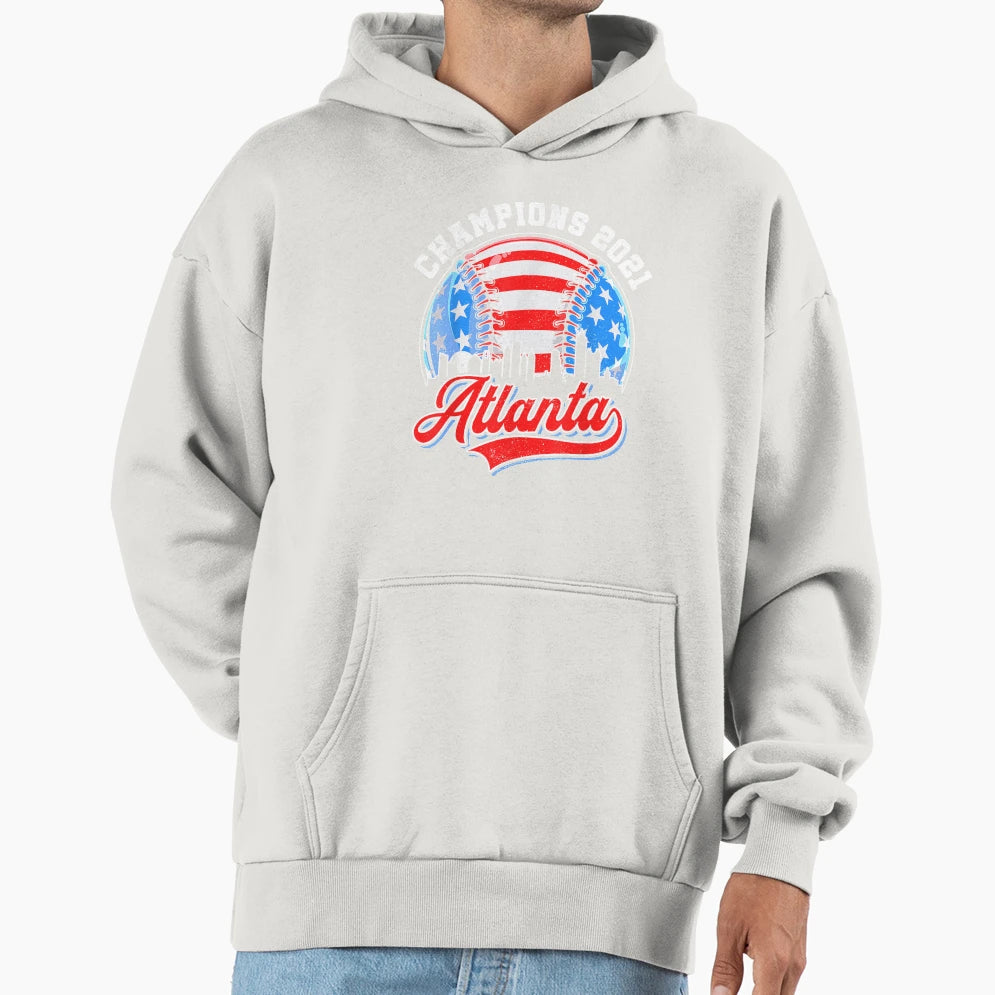 Distressed Atlanta Georgia Skyline Hoodie - Aesthetic Graphic Unisex - T-Shirt, Sweatshirt, Hoodie