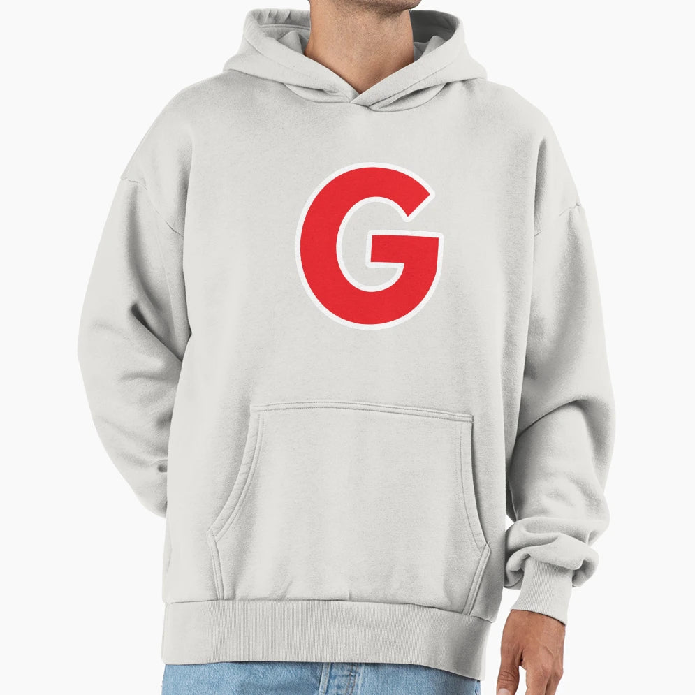 G Initial Letter G Red And White Hoodie - Trendy Graphic for Adults - T-Shirt, Sweatshirt, Hoodie