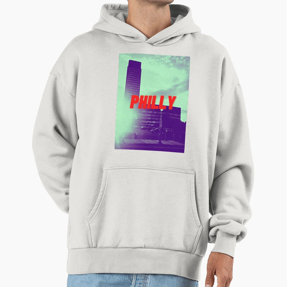 Philadelphia Downtown Sunset Hoodie - Minimalist Print Unisex - T-Shirt, Sweatshirt, Hoodie