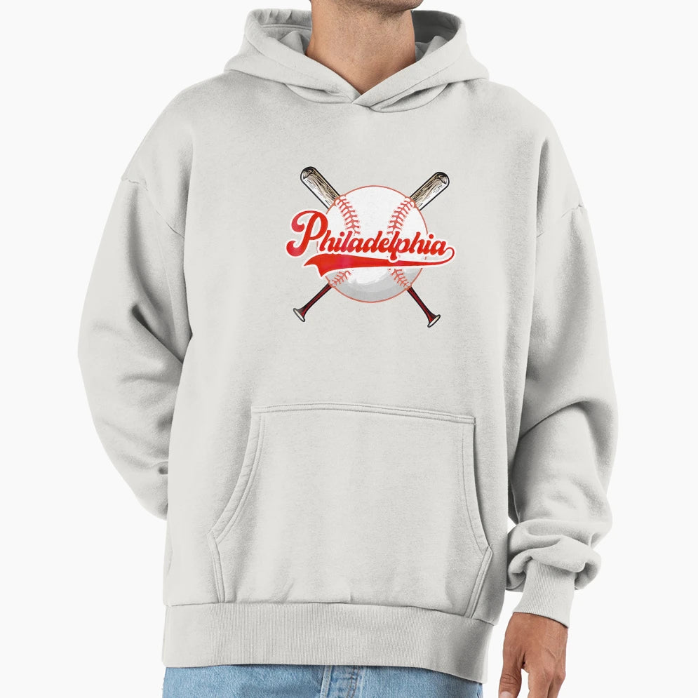 Philadelphia Baseball Vibes Hoodie - Aesthetic Graphic Men Women - T-Shirt, Sweatshirt, Hoodie