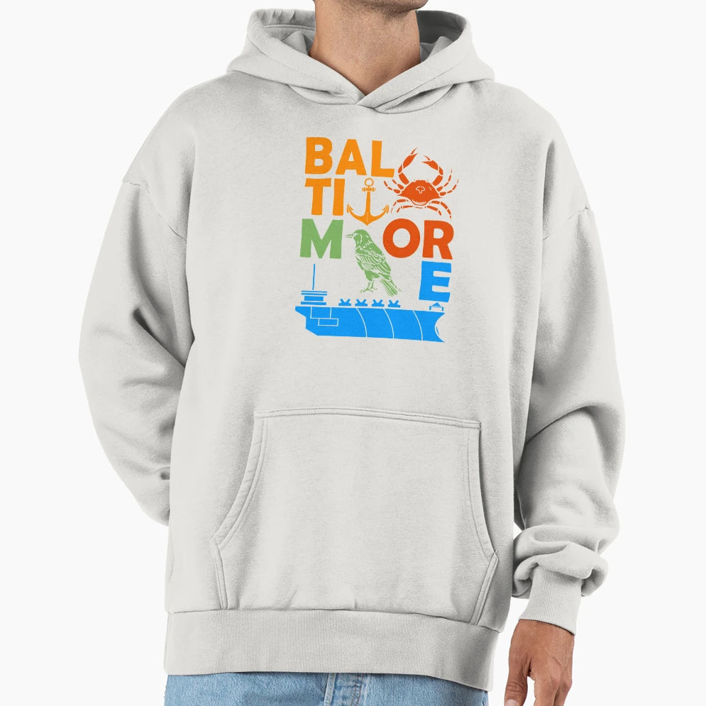 Baltimore Maryland Souvenir Harbour Hoodie - Graphic Print Men Women - T-Shirt, Sweatshirt, Hoodie