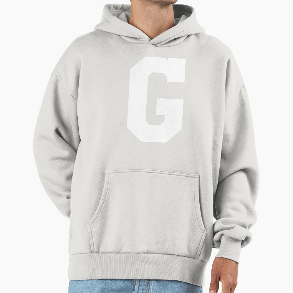 Alphabet White G Sports Letter G Hoodie - Minimalist Print Unisex - T-Shirt, Sweatshirt, Hoodie