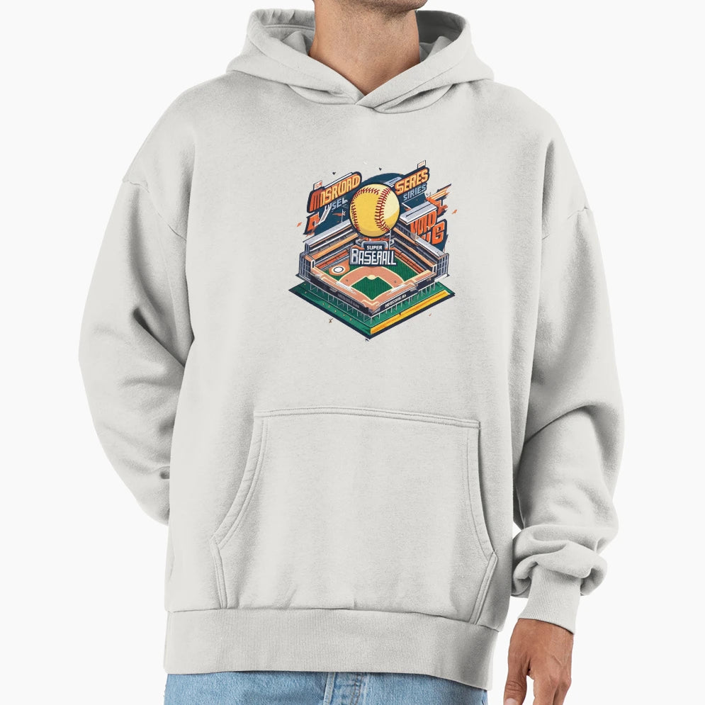 Baseball Stadium Hoodie - Casual Everyday Wear Men Women - T-Shirt, Sweatshirt, Hoodie