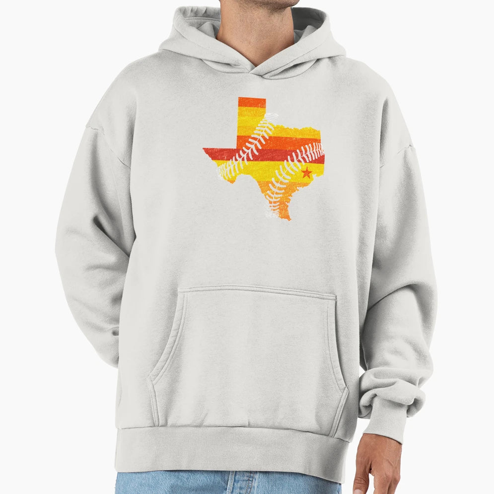Houston Baseball Map Rainbow Orange T-Shirt - Fun Novelty Design Unisex - T-Shirt, Sweatshirt, Hoodie