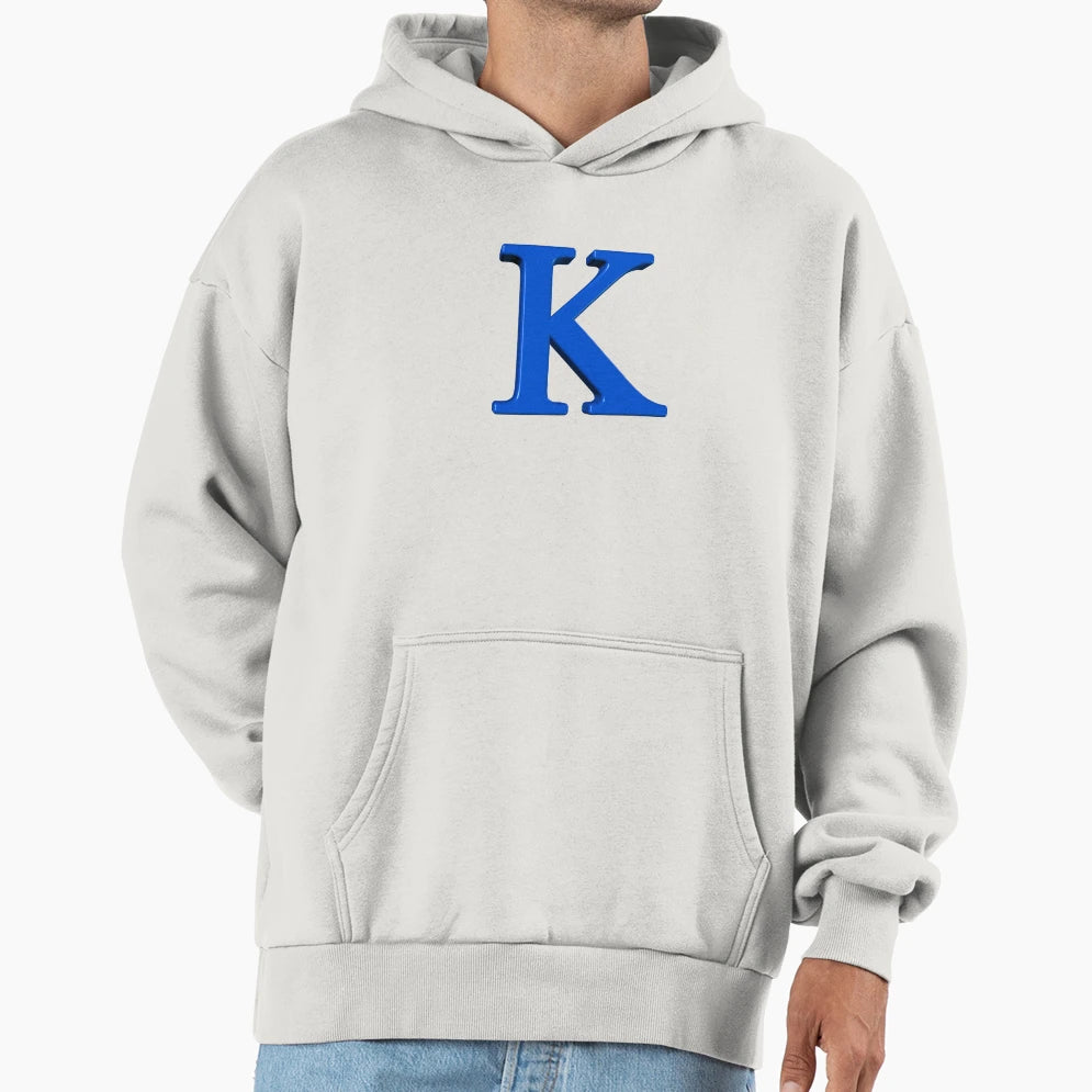 Letter K Dimensional Blue Hoodie - Casual Everyday Wear for Adults - T-Shirt, Sweatshirt, Hoodie
