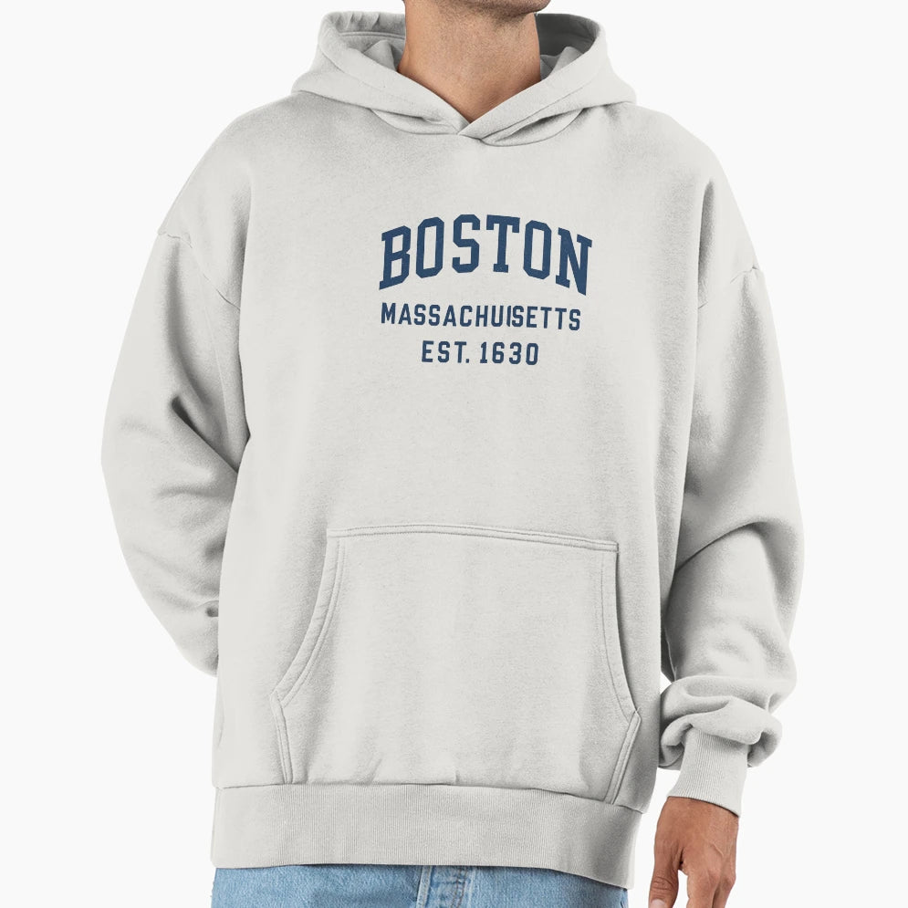 Boston Massachusetts 1630 Hoodie - Custom Art Print Men Women - T-Shirt, Sweatshirt, Hoodie