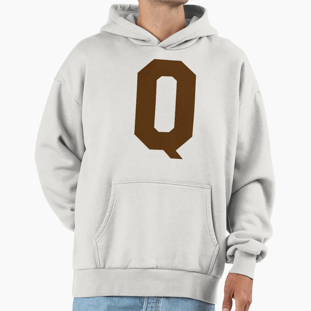 Alphabet Brown Q Sports Letter Q Hoodie - Aesthetic Graphic Men Women - T-Shirt, Sweatshirt, Hoodie