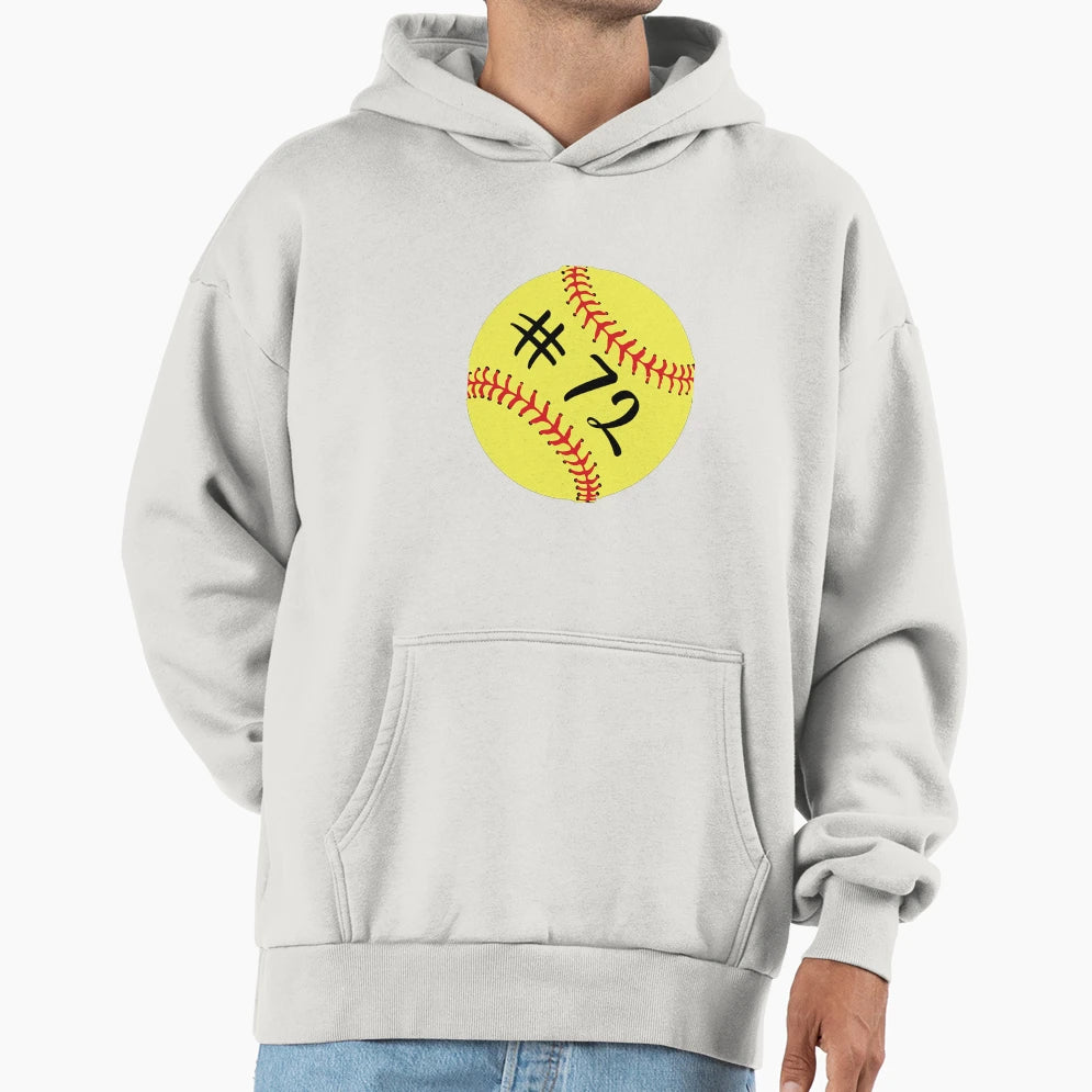 Softball Player Jersey No 72 Back Hoodie - Novelty Apparel Men Women - T-Shirt, Sweatshirt, Hoodie