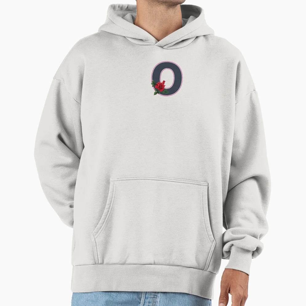 Rose Initial O Letter Romantic Gift Hoodie - Streetwear Style Men Women - T-Shirt, Sweatshirt, Hoodie