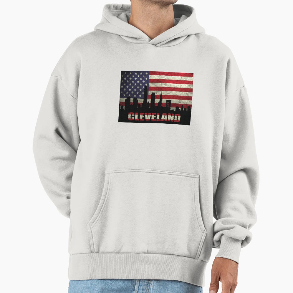 Cleveland City Usa Flag Hoodie - Minimalist Print for Adults - T-Shirt, Sweatshirt, Hoodie