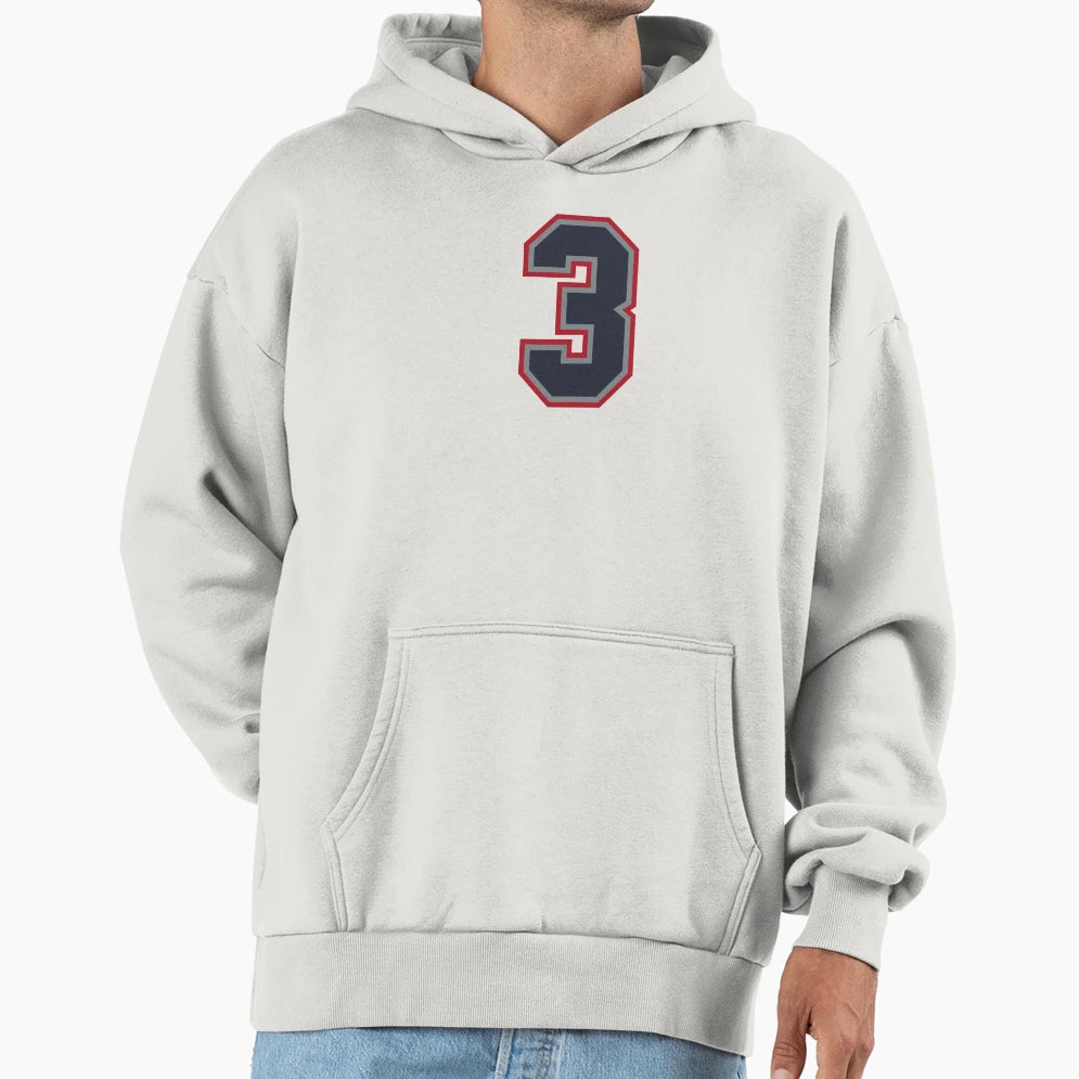 3 Navy Grey Red Sports Number Three Hoodie - Fun Novelty Design for Adults - T-Shirt, Sweatshirt, Hoodie