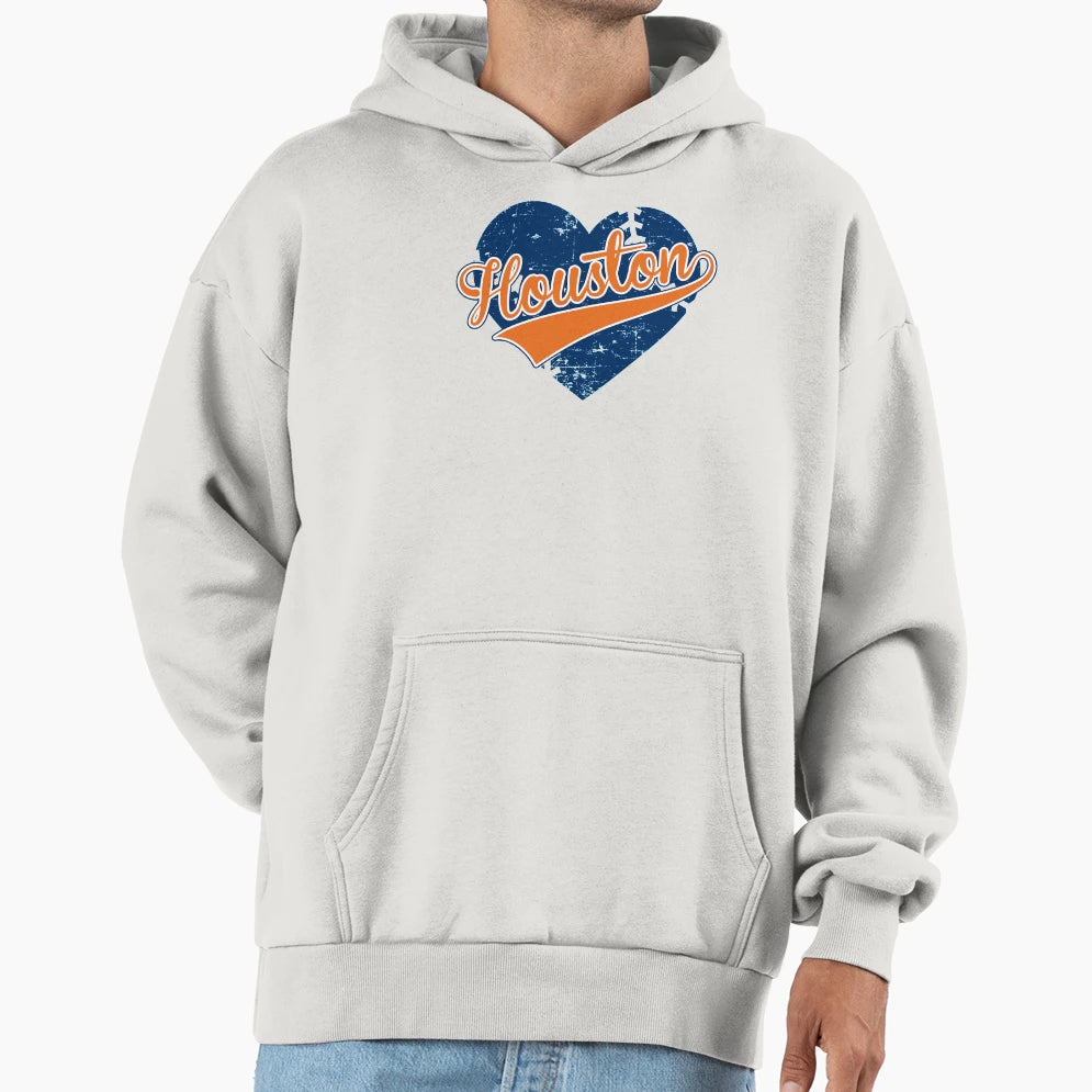 I Love Houston Texas Baseball Heart Love Hoodie - Unique Graphic Men Women - T-Shirt, Sweatshirt, Hoodie