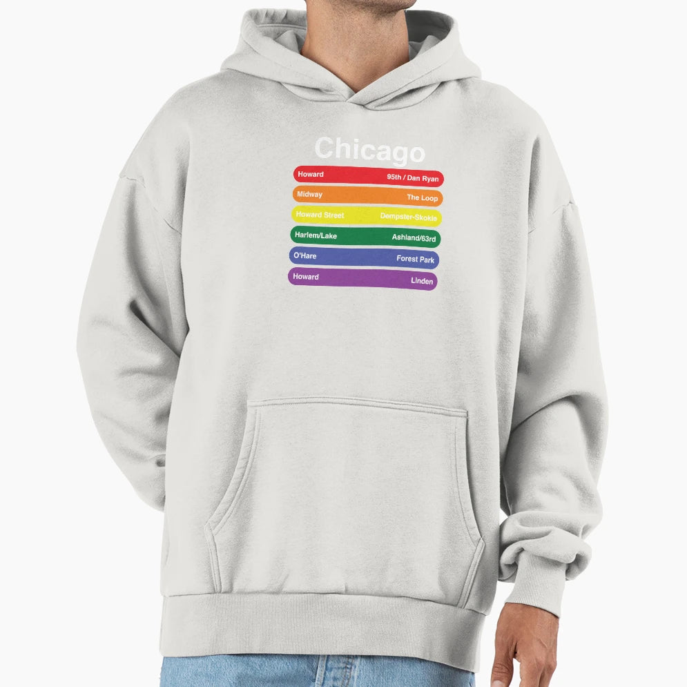Chicago Pride Rainbow Flag Color Hoodie - Casual Everyday Wear Men Women - T-Shirt, Sweatshirt, Hoodie