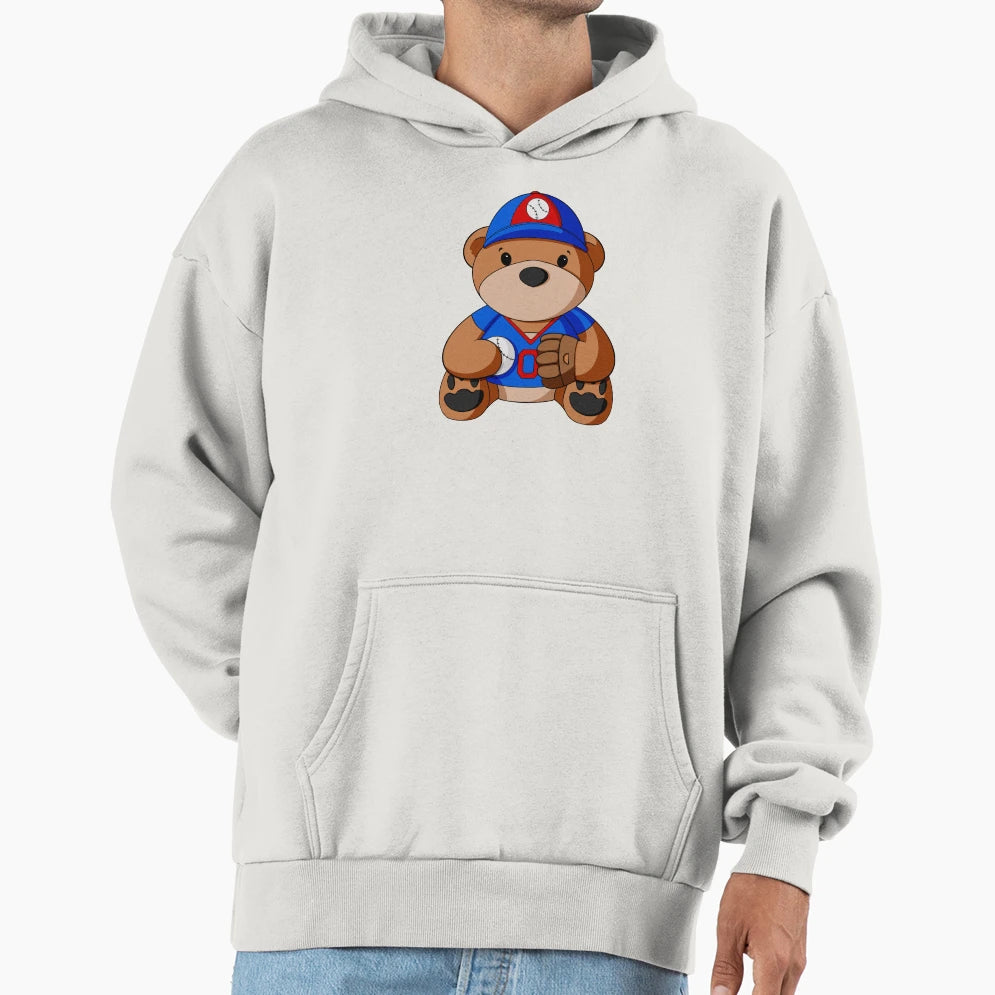 Baseball Player Teddy Bear Hoodie - Casual Everyday Wear Unisex - T-Shirt, Sweatshirt, Hoodie