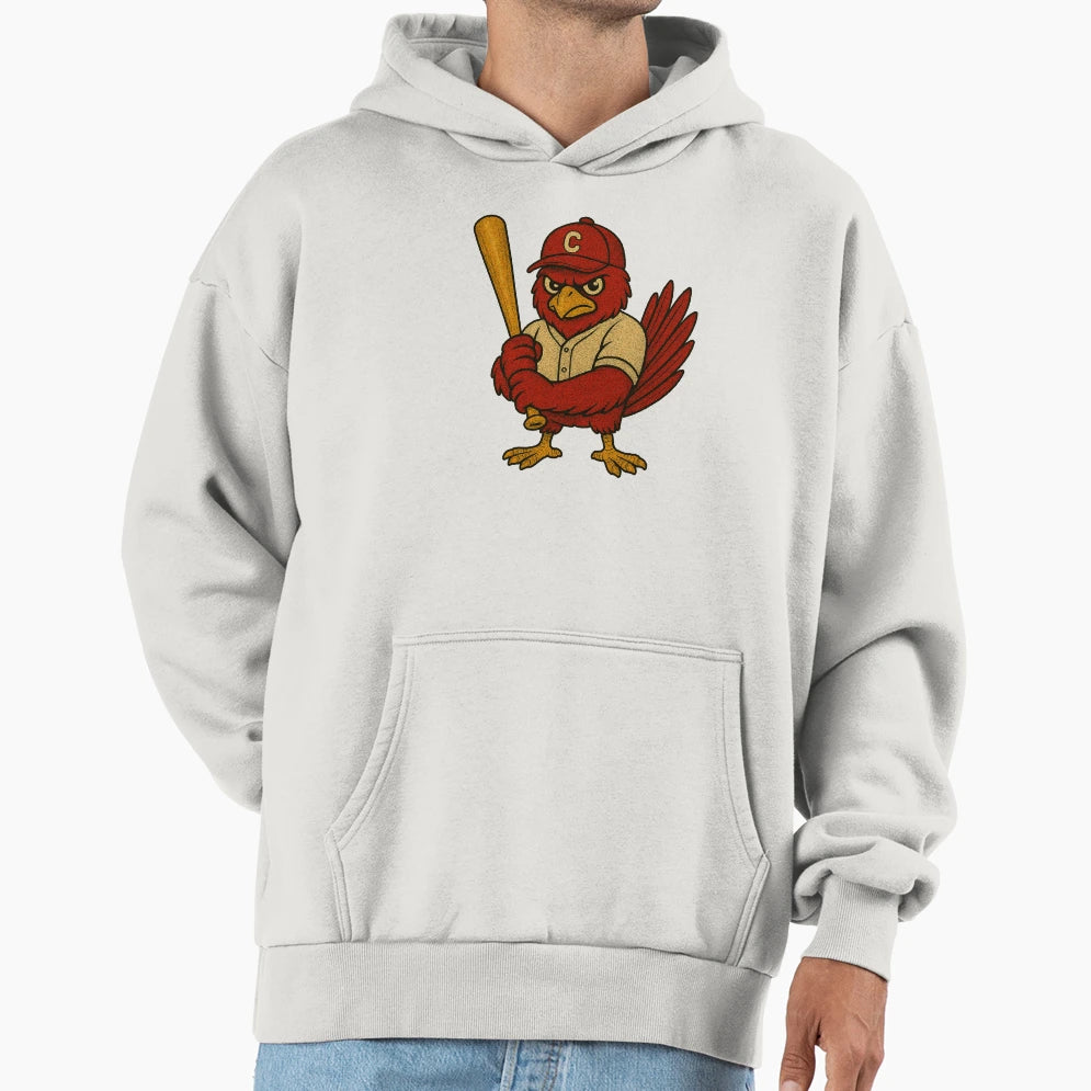 Angry Baseball Bird Sports Mascot Hoodie - Fun Novelty Design for Adults - T-Shirt, Sweatshirt, Hoodie
