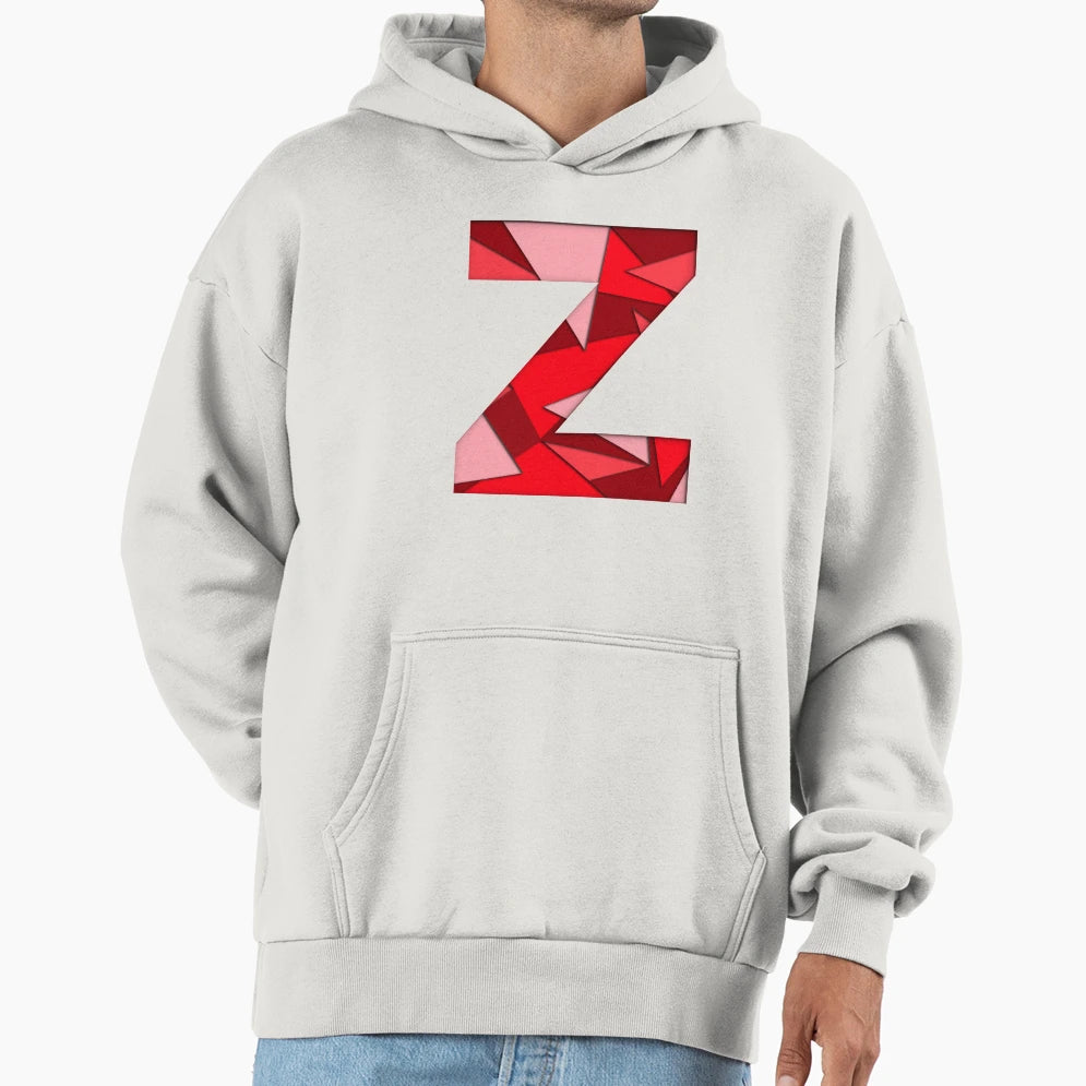 Letter Z Alphabet Series Red Pattern Hoodie - Casual Everyday Wear Unisex - T-Shirt, Sweatshirt, Hoodie