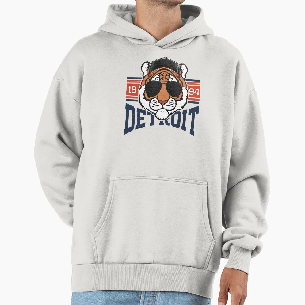 Grunge Detroit Baseball Hoodie - Novelty Apparel Unisex - T-Shirt, Sweatshirt, Hoodie