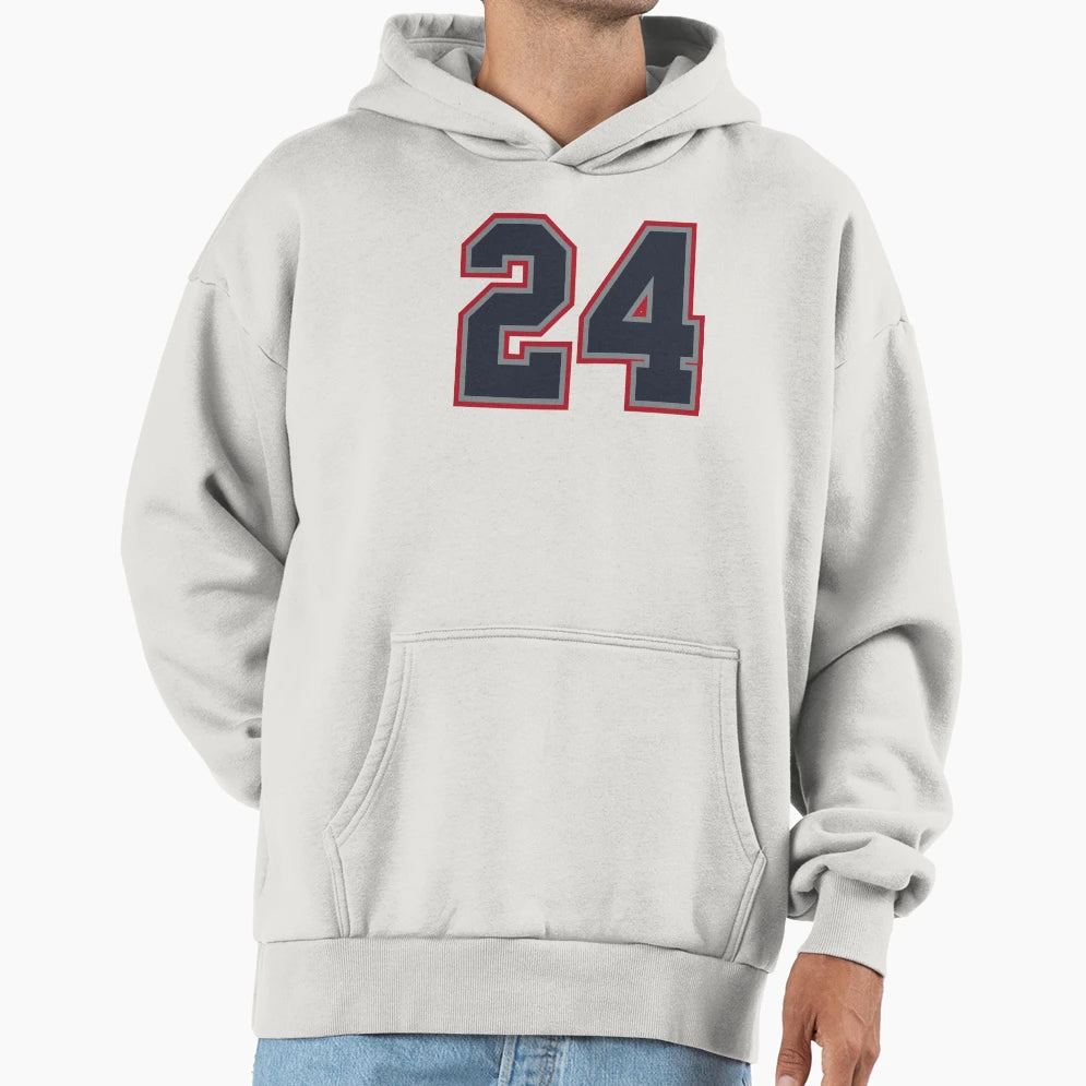 24 Navy Grey Red Sports Number Twenty Hoodie - Fun Novelty Design Unisex - T-Shirt, Sweatshirt, Hoodie