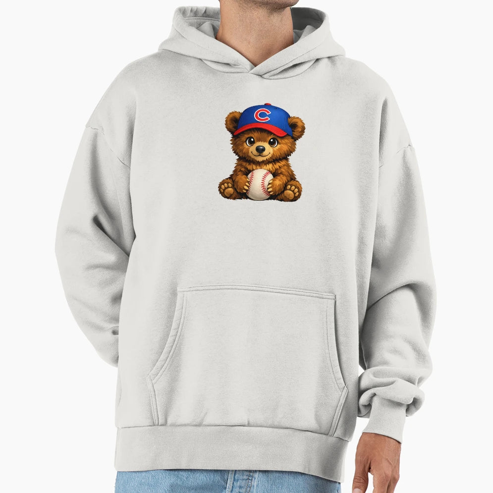Bear Cub Baseball Hoodie - Minimalist Print for Adults - T-Shirt, Sweatshirt, Hoodie