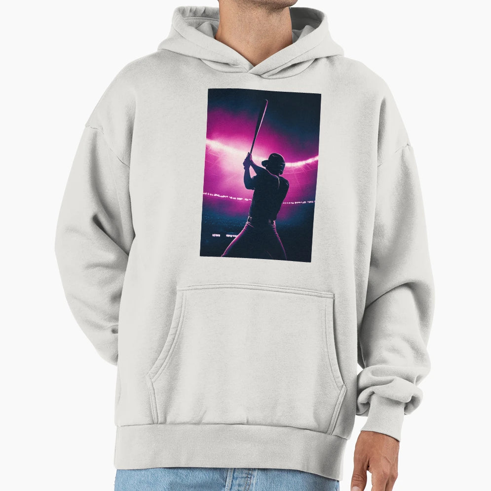 Monochrome Silhouette Baseball Player Hoodie - Fun Novelty Design Unisex - T-Shirt, Sweatshirt, Hoodie