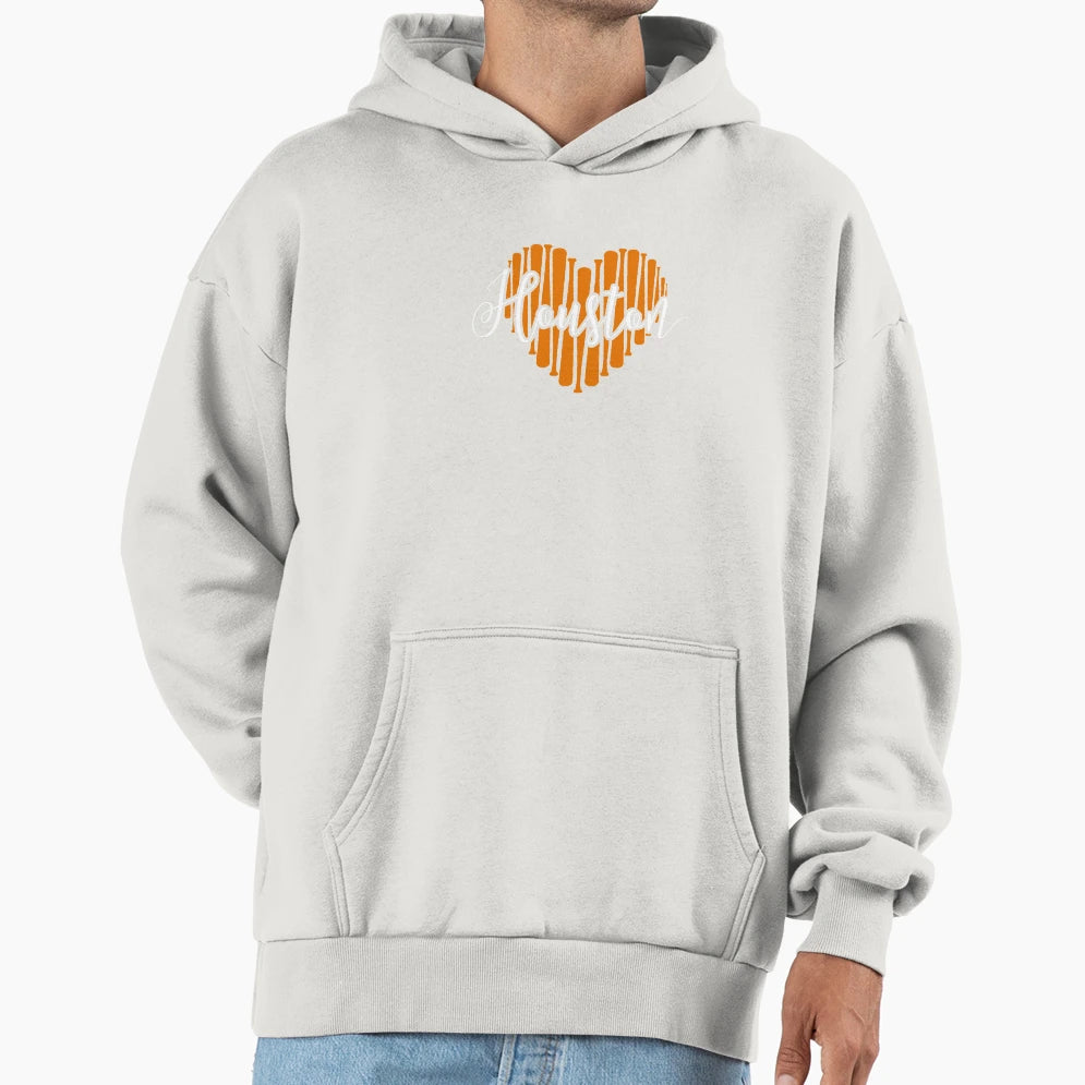 I Love Houston Baseball Bat Heart Hoodie - Casual Everyday Wear for Adults - T-Shirt, Sweatshirt, Hoodie