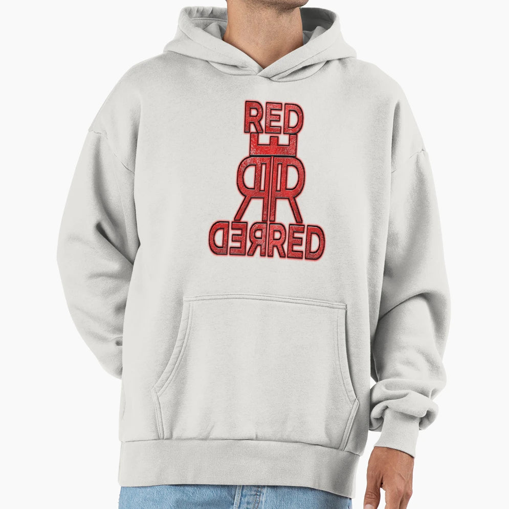 Emboss Red Red Logo Hoodie - Casual Everyday Wear Unisex - T-Shirt, Sweatshirt, Hoodie