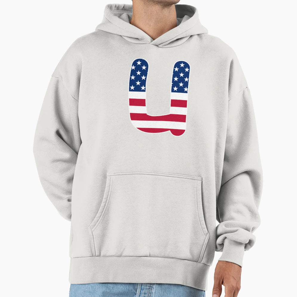 Letter U Lower Case Alphabet American Hoodie - Streetwear Style Unisex - T-Shirt, Sweatshirt, Hoodie