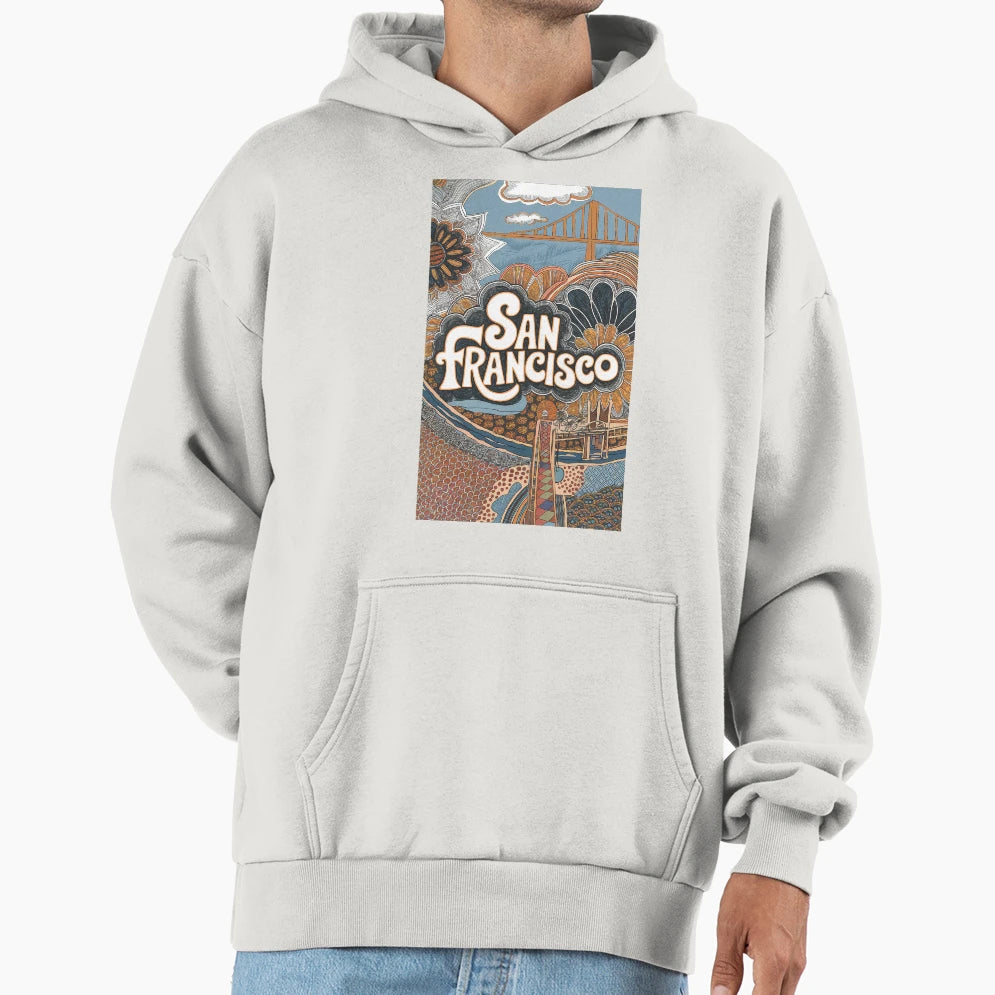 San Francisco Whimsical City Life Hoodie - Graphic Print for Adults - T-Shirt, Sweatshirt, Hoodie