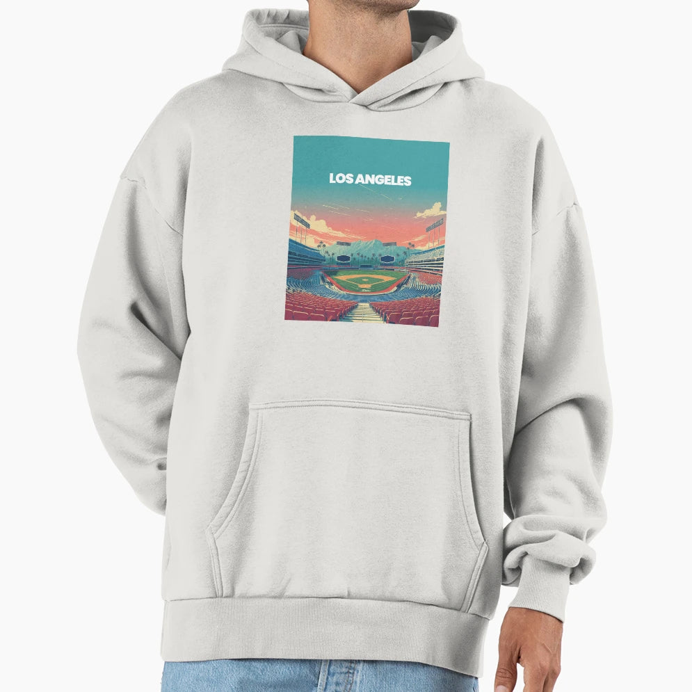 Los Angeles Sunset Ballpark Minimalist Hoodie - Fun Novelty Design Unisex - T-Shirt, Sweatshirt, Hoodie