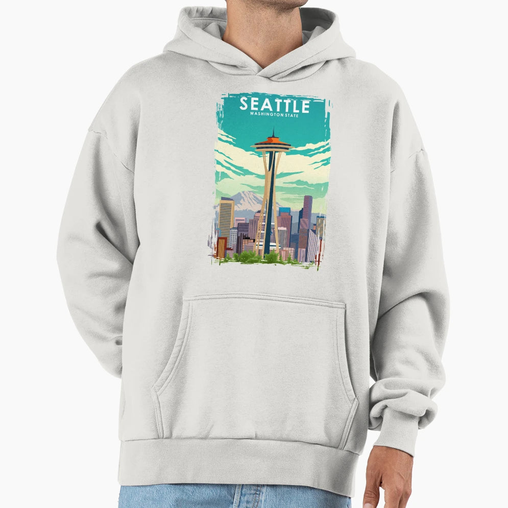 Seattle Washington State Travel Hoodie - Graphic Print Unisex - T-Shirt, Sweatshirt, Hoodie