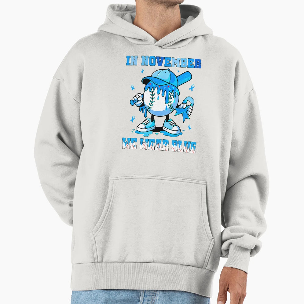 Bow Blue November Month Support Hoodie - Trendy Graphic for Adults - T-Shirt, Sweatshirt, Hoodie