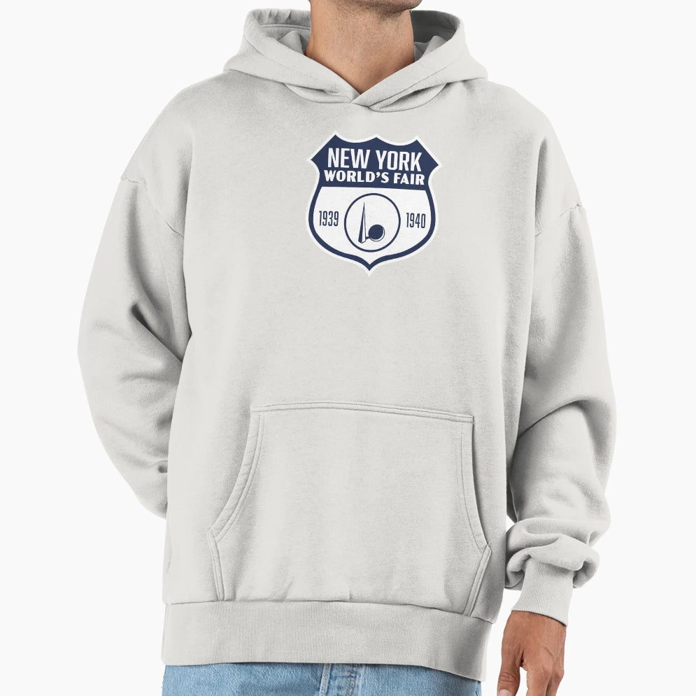1939 40 New York Worlds Fair Shield Blue Hoodie - Trendy Graphic Men Women - T-Shirt, Sweatshirt, Hoodie