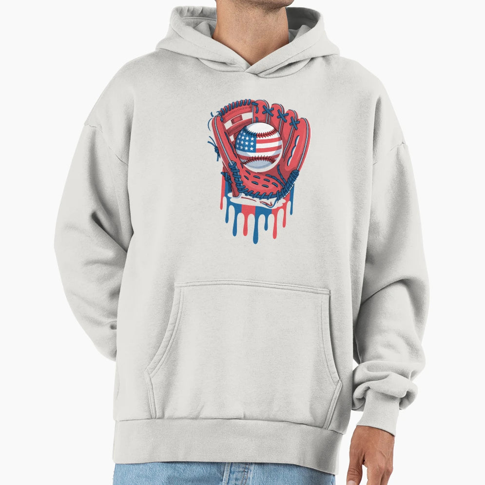 4Th July Baseball Patriotic Sport Hoodie - Custom Art Print Men Women - T-Shirt, Sweatshirt, Hoodie
