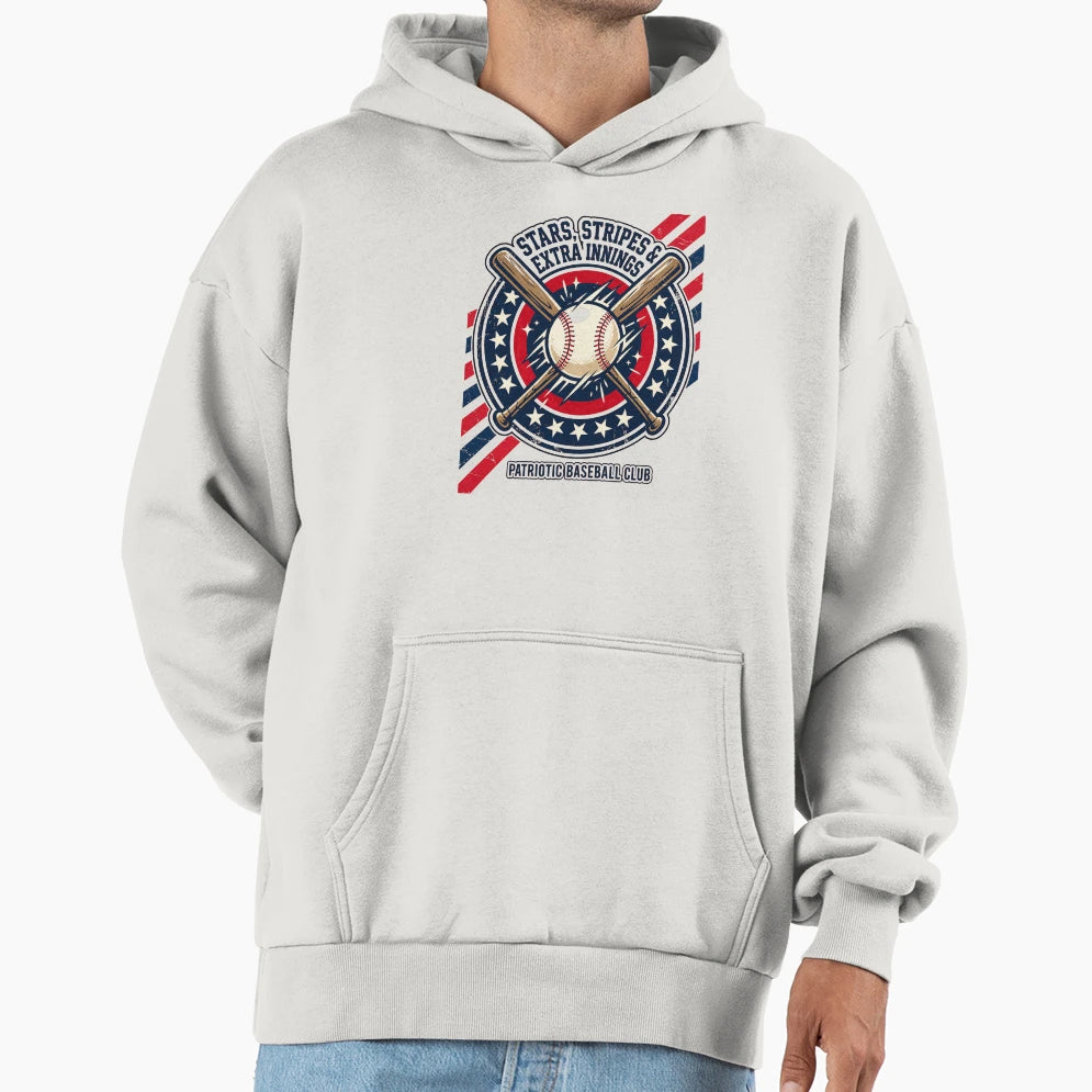 Stars Stripes And Extra Innings Patriotic Hoodie - Custom Art Print Unisex - T-Shirt, Sweatshirt, Hoodie