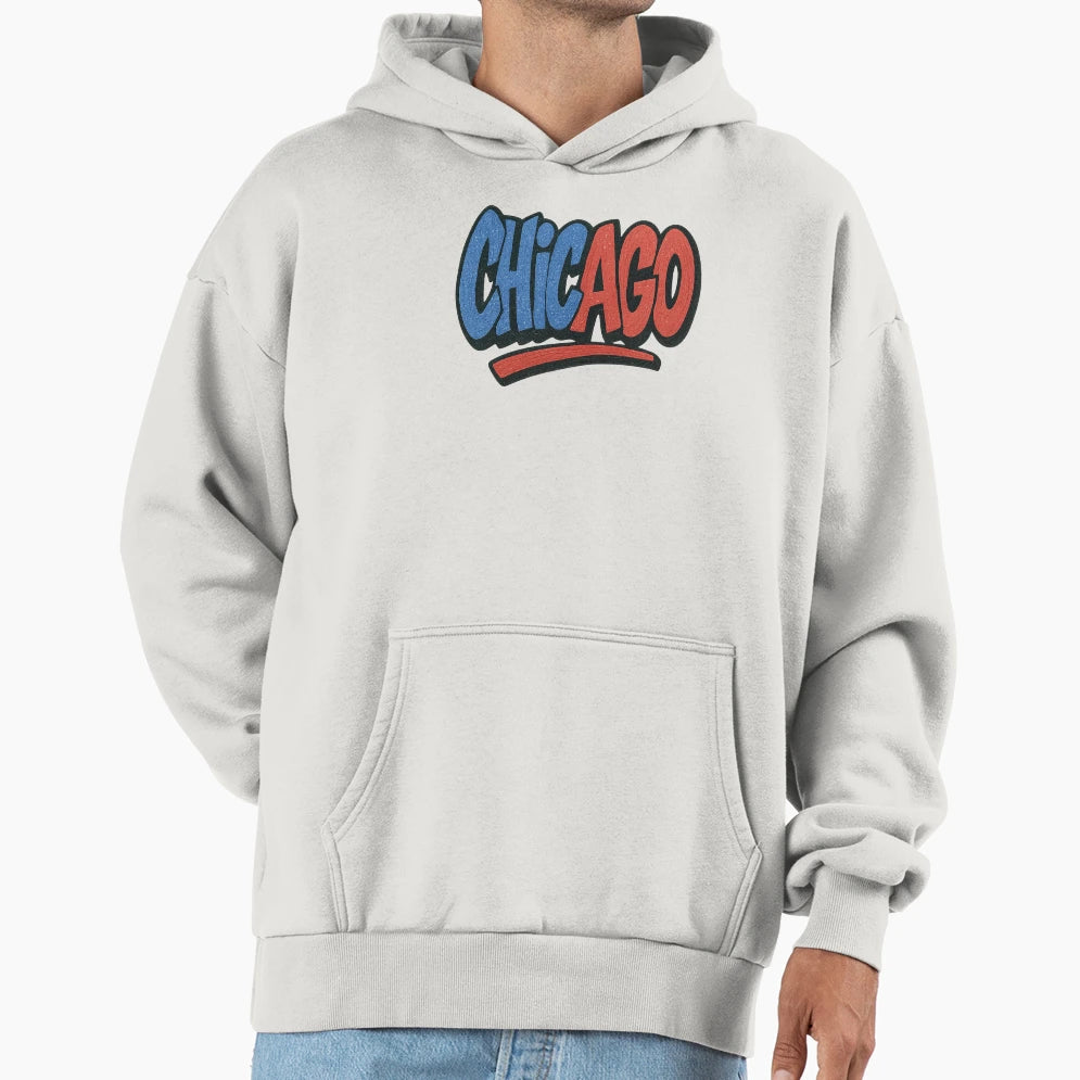 Chicago Graffiti Logo Drawn Hoodie - Casual Everyday Wear for Adults - T-Shirt, Sweatshirt, Hoodie