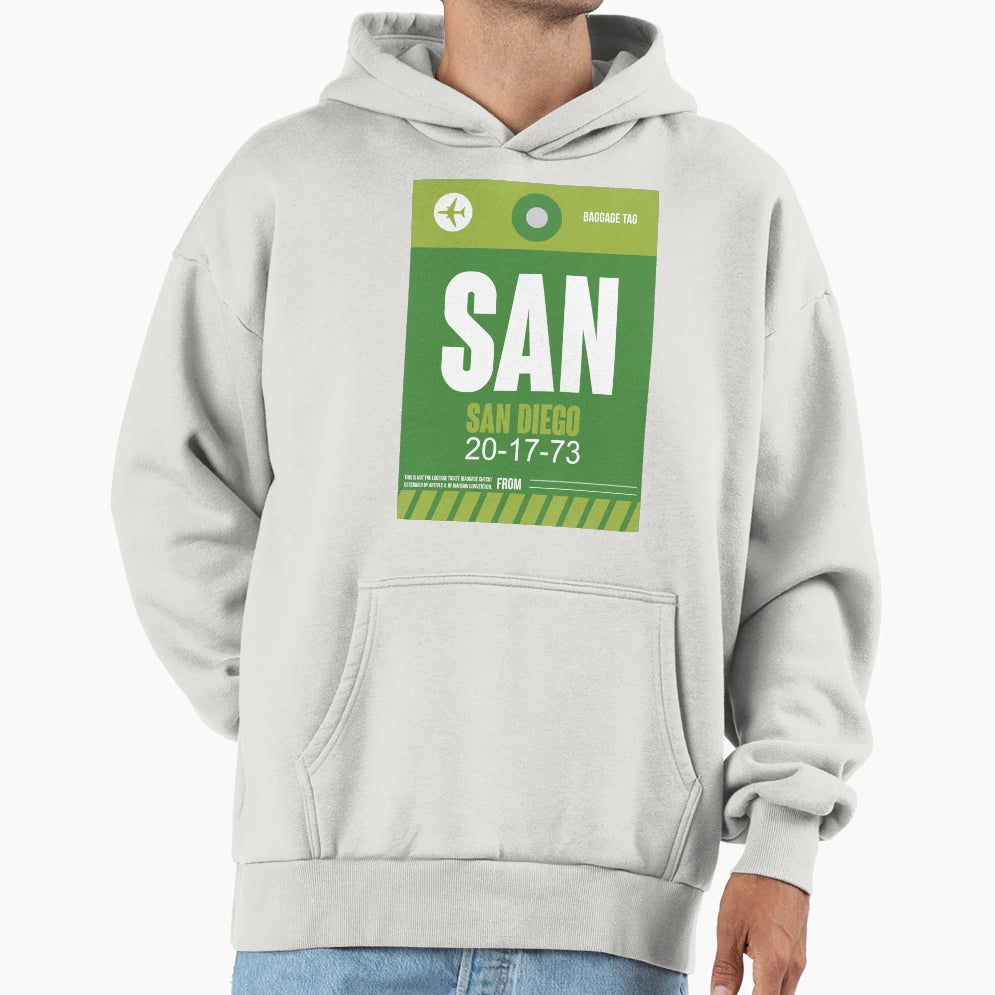 San Diego Luggage Tag 1 Hoodie - Aesthetic Graphic Unisex - T-Shirt, Sweatshirt, Hoodie