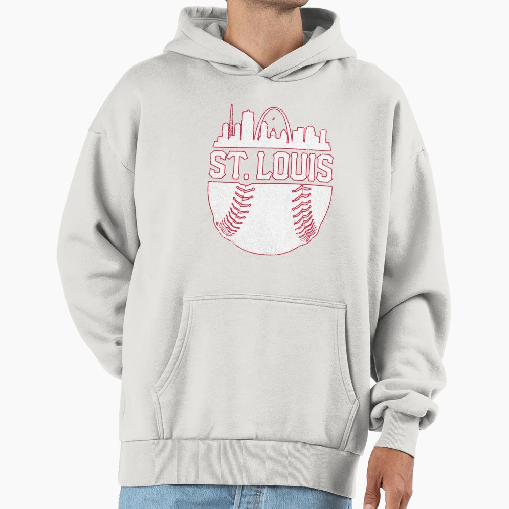 St Louis Baseball Skyline Cardinal Hoodie - Graphic Print Unisex - T-Shirt, Sweatshirt, Hoodie