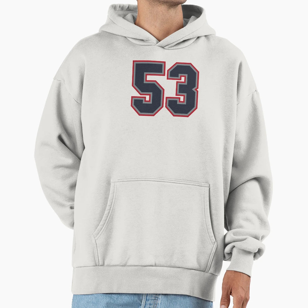 53 Navy Grey Red Sports Number Fifty Hoodie - Minimalist Print Men Women - T-Shirt, Sweatshirt, Hoodie