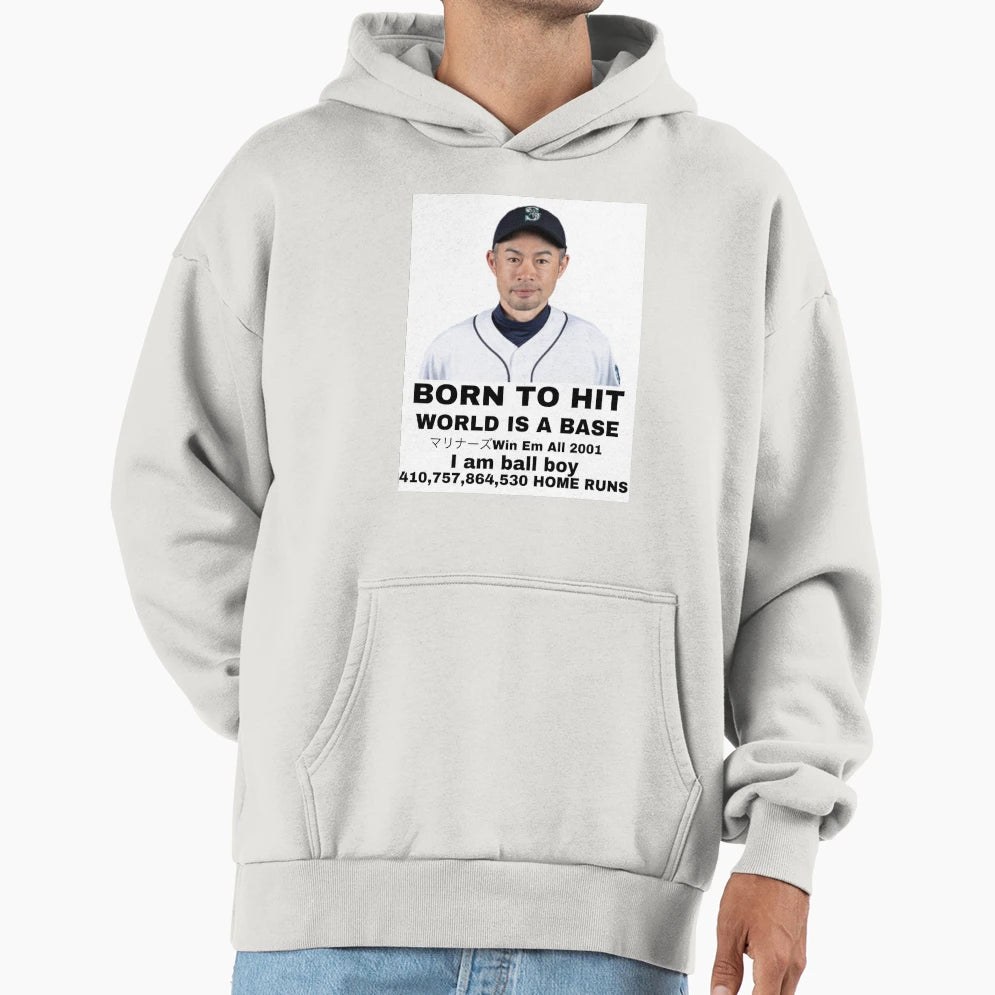 Ichiro Born To Hit Hoodie - Minimalist Print Men Women - T-Shirt, Sweatshirt, Hoodie
