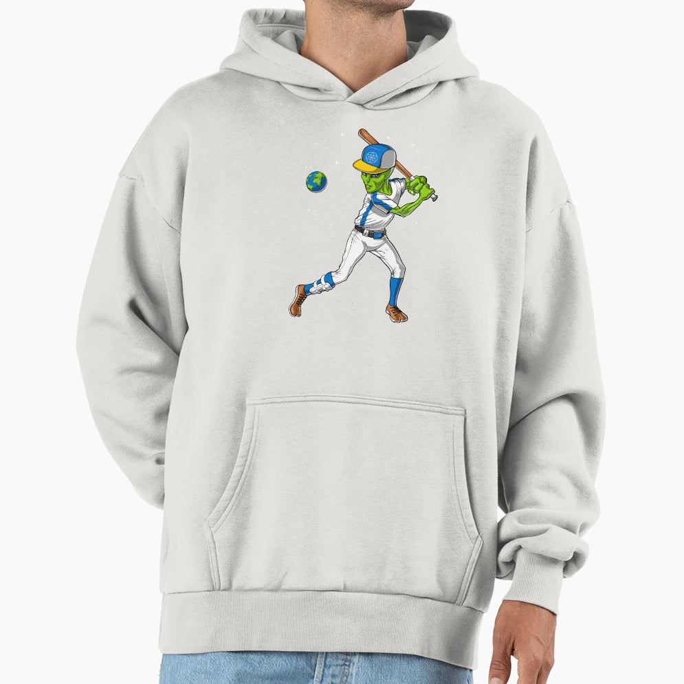 Space Alien Baseball Hoodie - Fun Novelty Design Unisex - T-Shirt, Sweatshirt, Hoodie