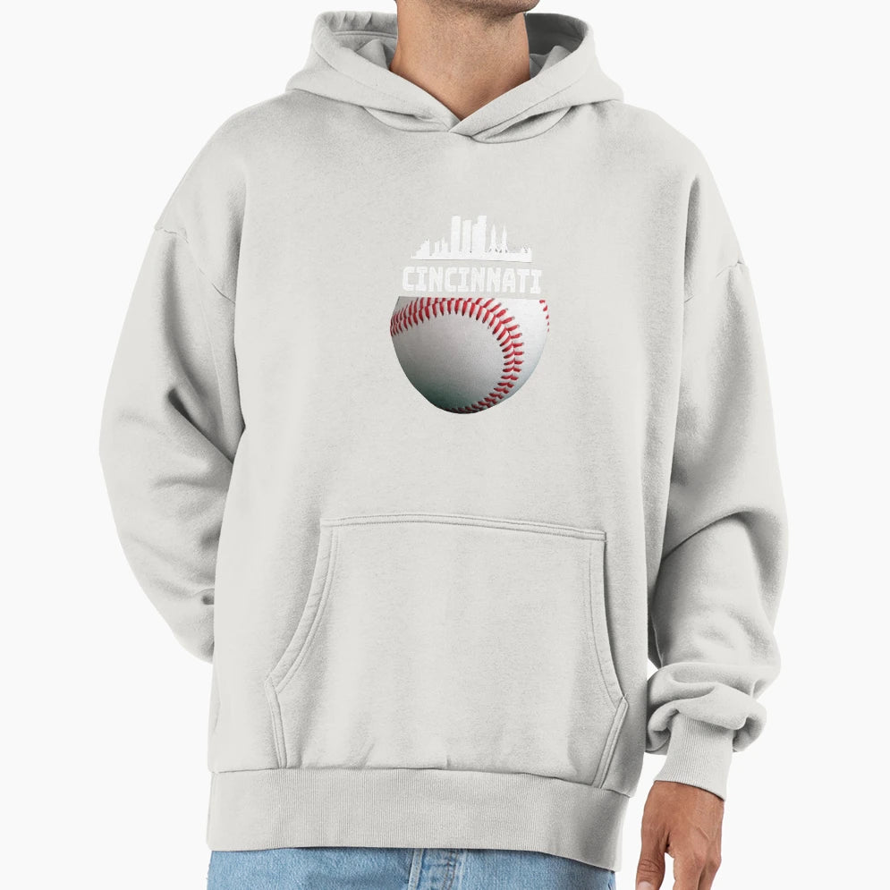 Cincinnati Downtown Baseball Ohio State Hoodie - Novelty Apparel for Adults - T-Shirt, Sweatshirt, Hoodie