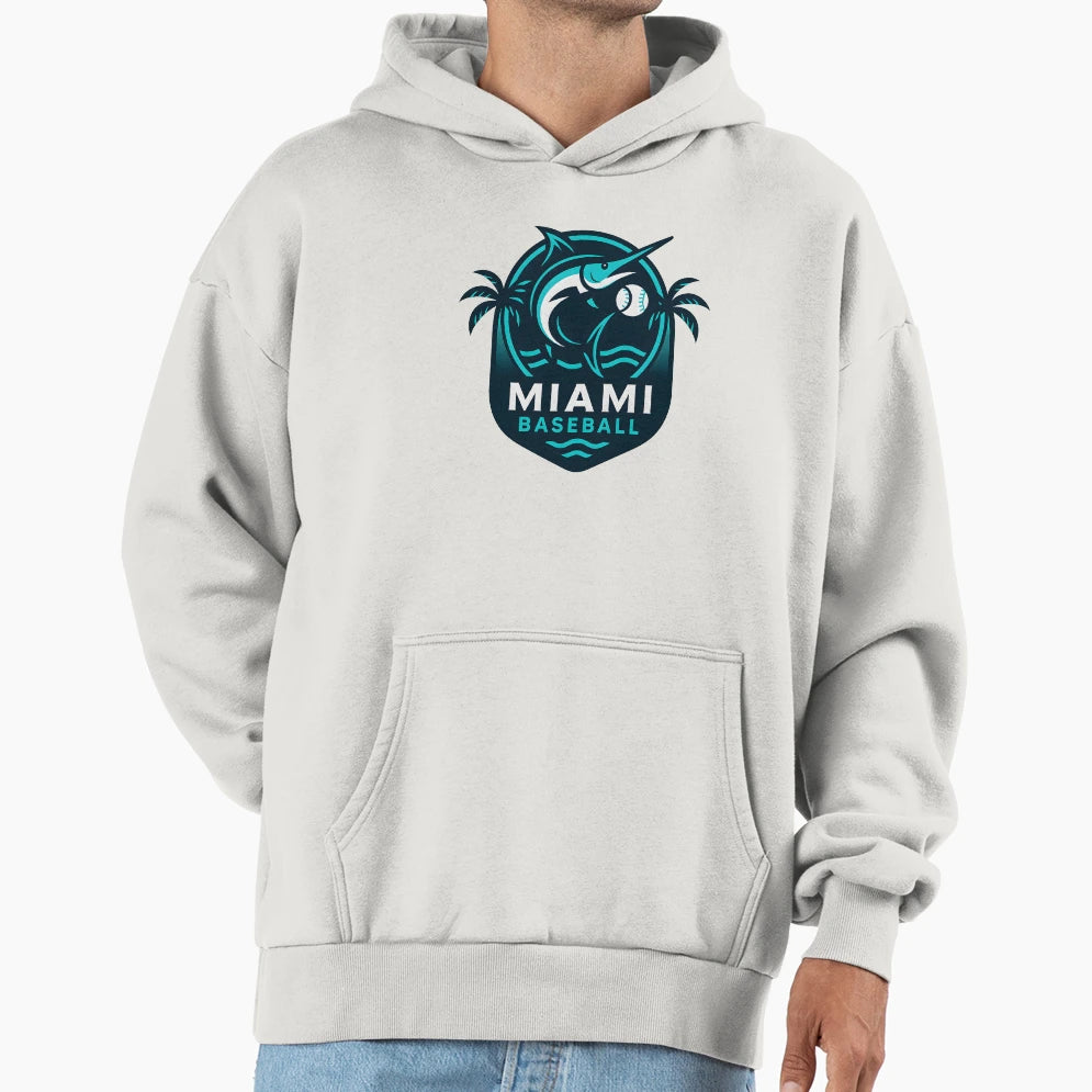 Miami Baseball Hoodie - Novelty Apparel Men Women - T-Shirt, Sweatshirt, Hoodie