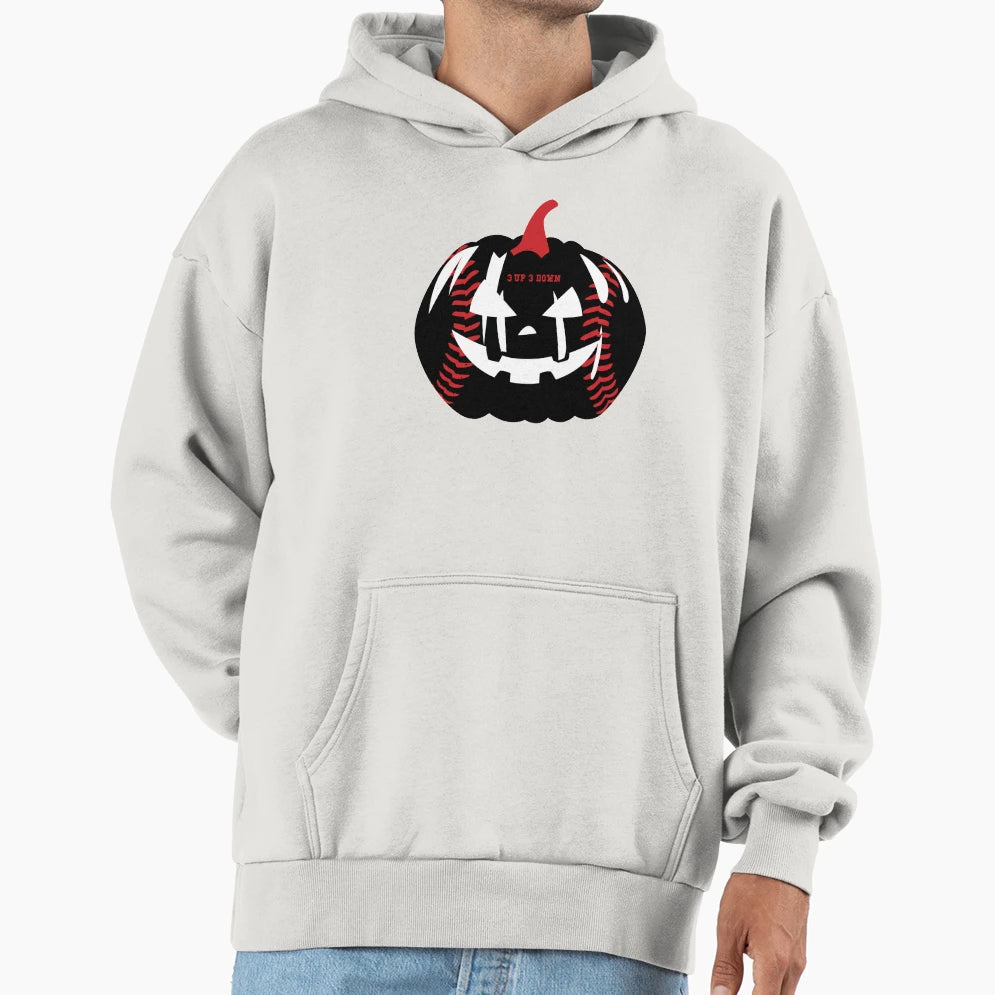 Baseball Player Scary Pumpkin Hoodie - Novelty Apparel Men Women - T-Shirt, Sweatshirt, Hoodie