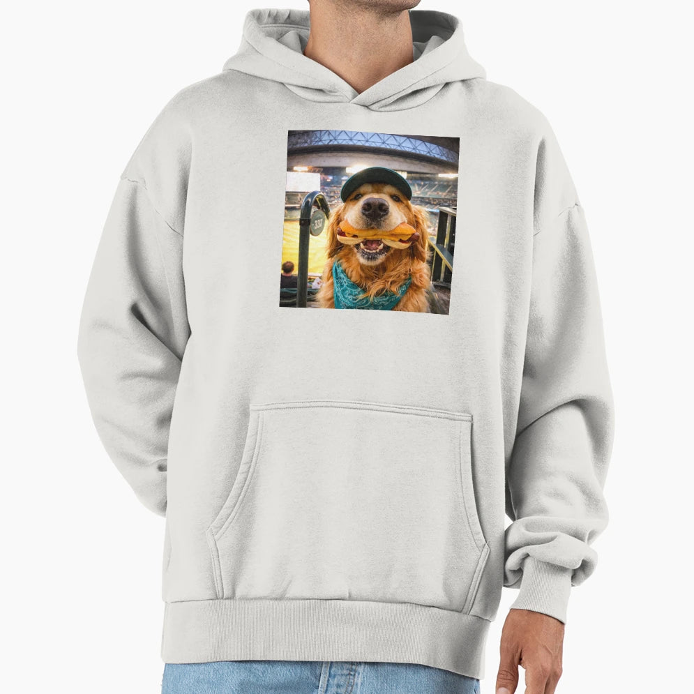 Golden Retriever Enjoying Ballgame Hoodie - Graphic Print for Adults - T-Shirt, Sweatshirt, Hoodie