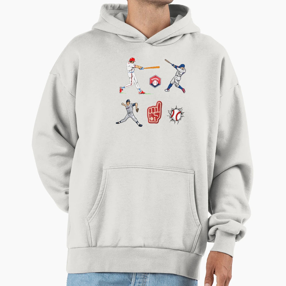 Illustrations Designed Baseball Fans Hoodie - Unique Graphic for Adults - T-Shirt, Sweatshirt, Hoodie