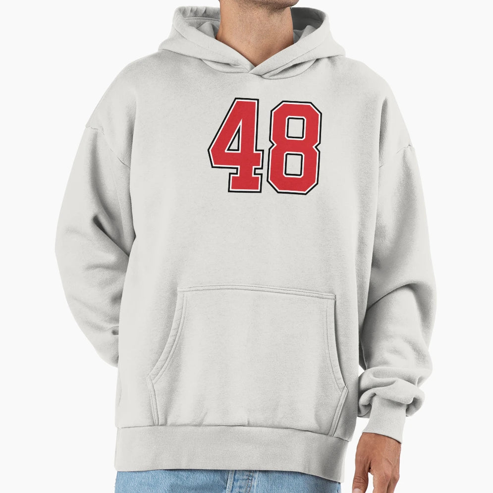 Sports Number 48 Red Black Color Hoodie - Fun Novelty Design Men Women - T-Shirt, Sweatshirt, Hoodie