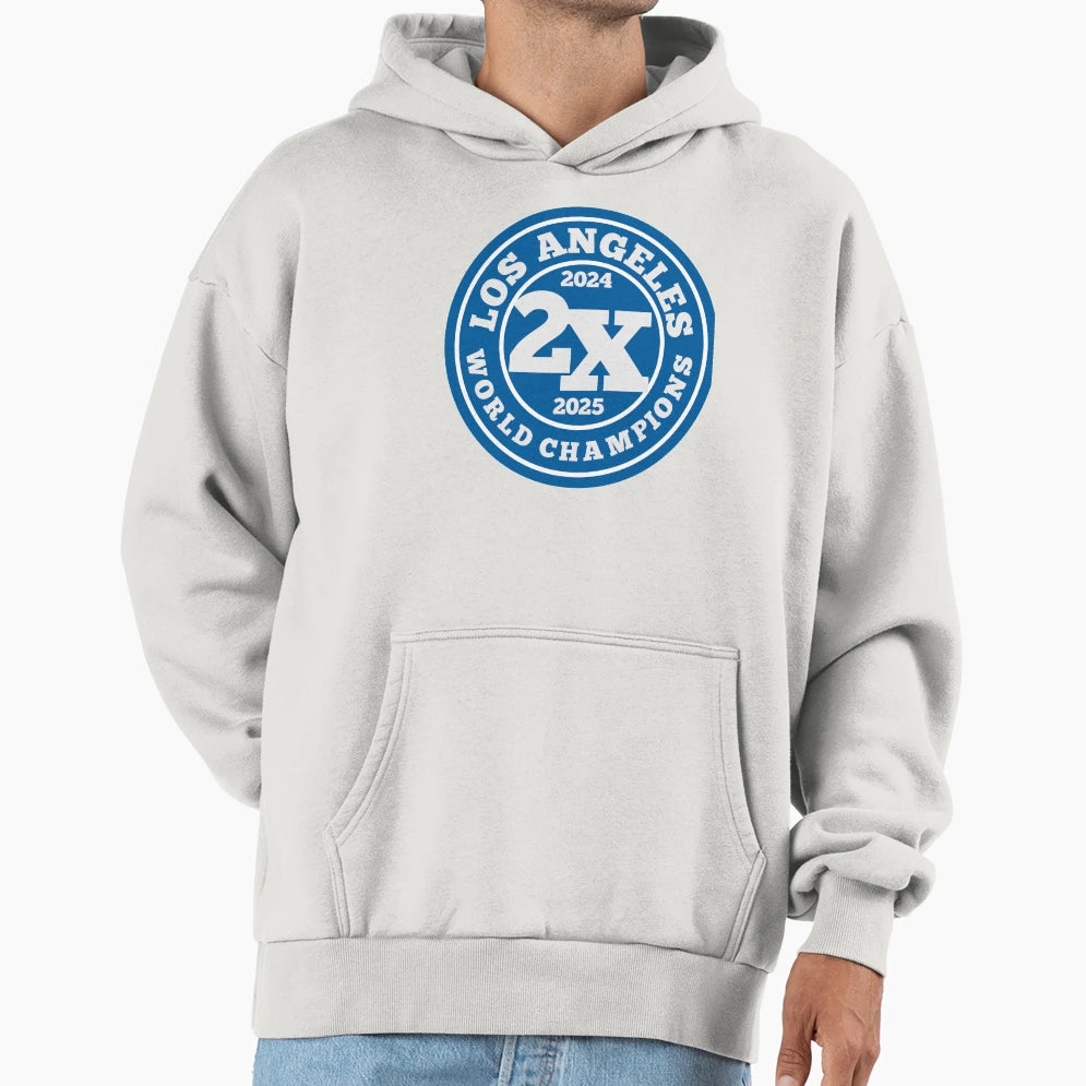 Los Angeles 2X World Champions Hoodie - Unique Graphic Men Women - T-Shirt, Sweatshirt, Hoodie