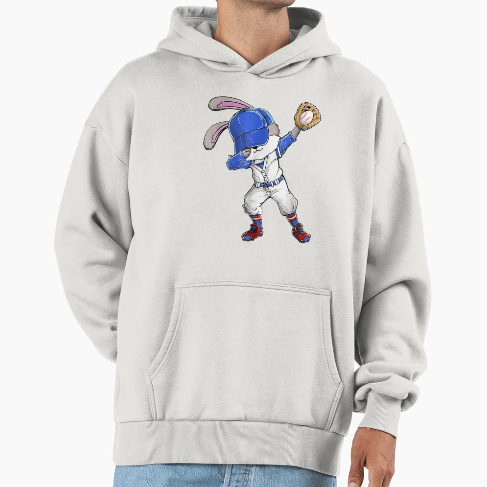Dabbing Bunny Easter Day Baseball Hoodie - Novelty Apparel Men Women - T-Shirt, Sweatshirt, Hoodie