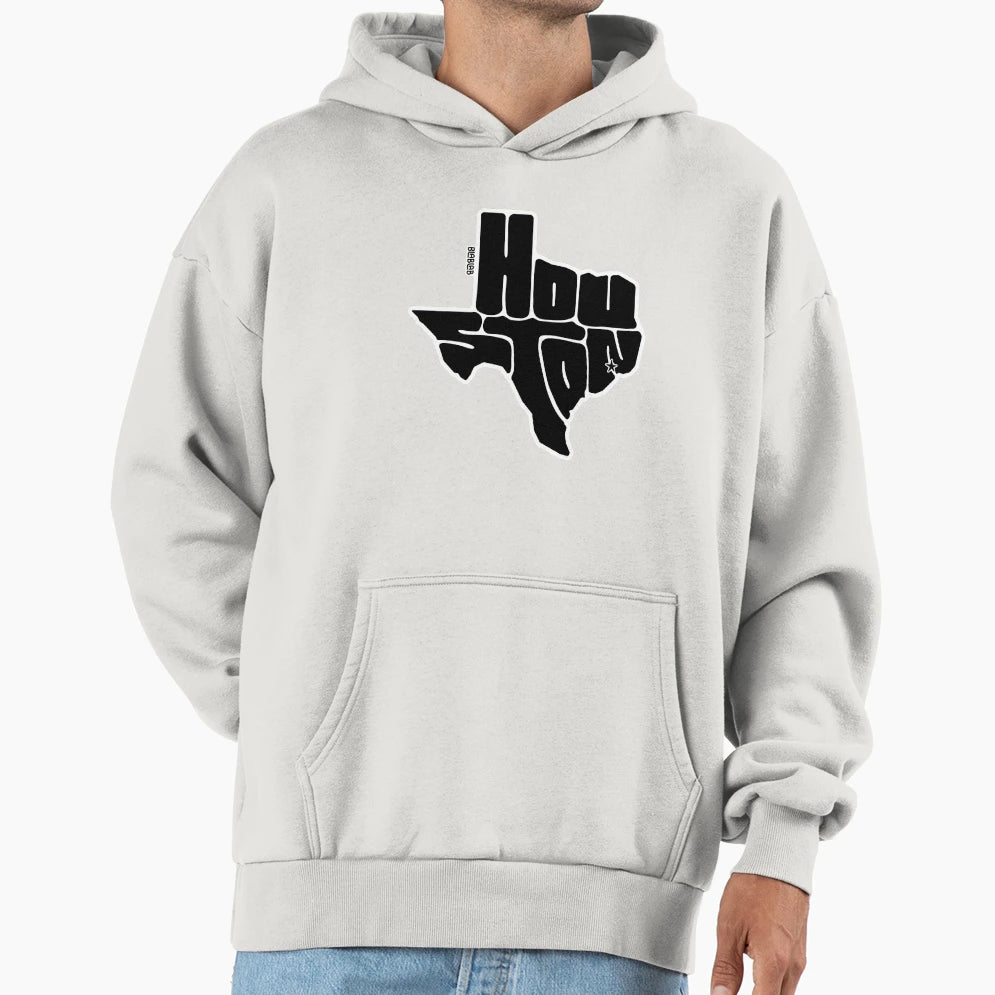 Houston Texas City Typography Black Hoodie - Aesthetic Graphic Men Women - T-Shirt, Sweatshirt, Hoodie